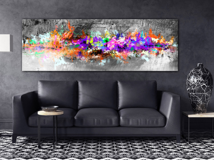 Canvas Art Print Vivid Glow (1-piece) Narrow - colorful abstraction amidst grays 143160 additionalImage 3