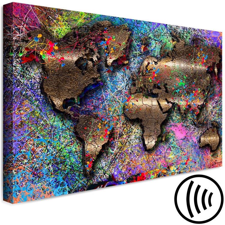 Canvas Pollock's Map (1-piece) Wide - world map and abstraction in the background 143460 additionalImage 6
