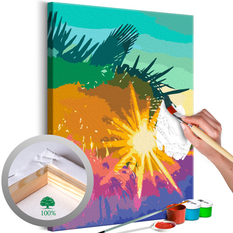 Paint by Number Kit Sunny Morning - Palm Trees Illuminated With Cheerful Colors 145160