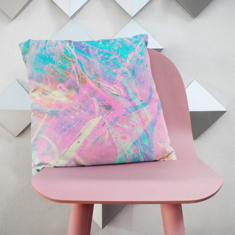 Decorative Microfiber Pillow Liquid cosmos - an abstract graphics in holographic style cushions 146860 additionalImage 2