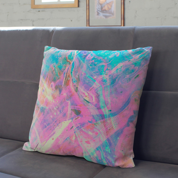 Decorative Microfiber Pillow Liquid cosmos - an abstract graphics in holographic style cushions 146860 additionalImage 3