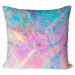 Decorative Microfiber Pillow Liquid cosmos - an abstract graphics in holographic style cushions 146860