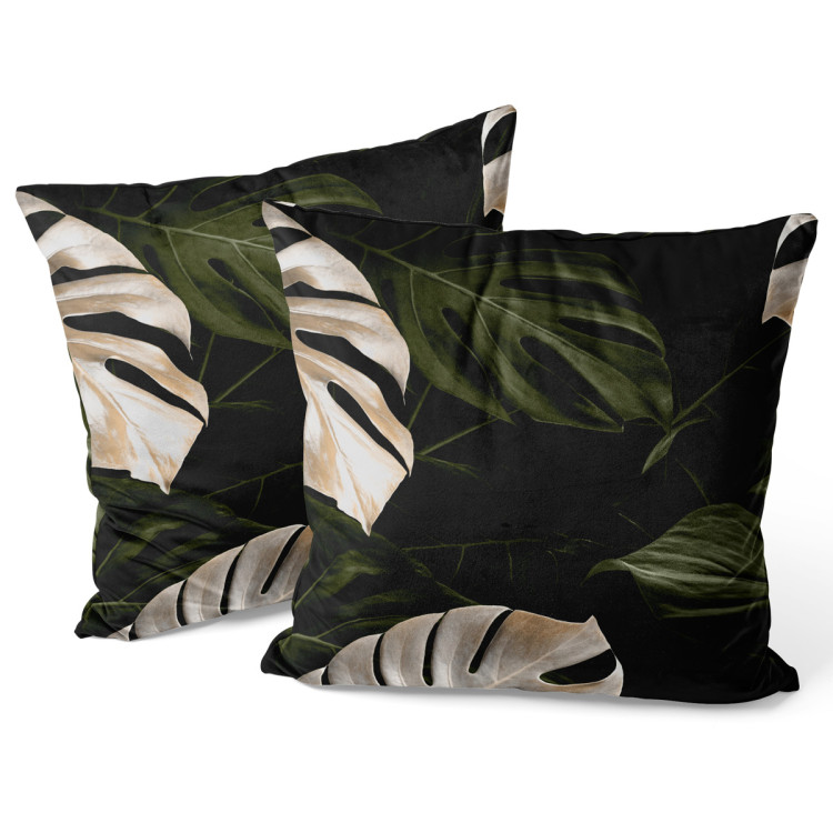 Decorative Velor Pillow Faces of the monstera - composition with rich detail of egoztic plants 147060 additionalImage 3