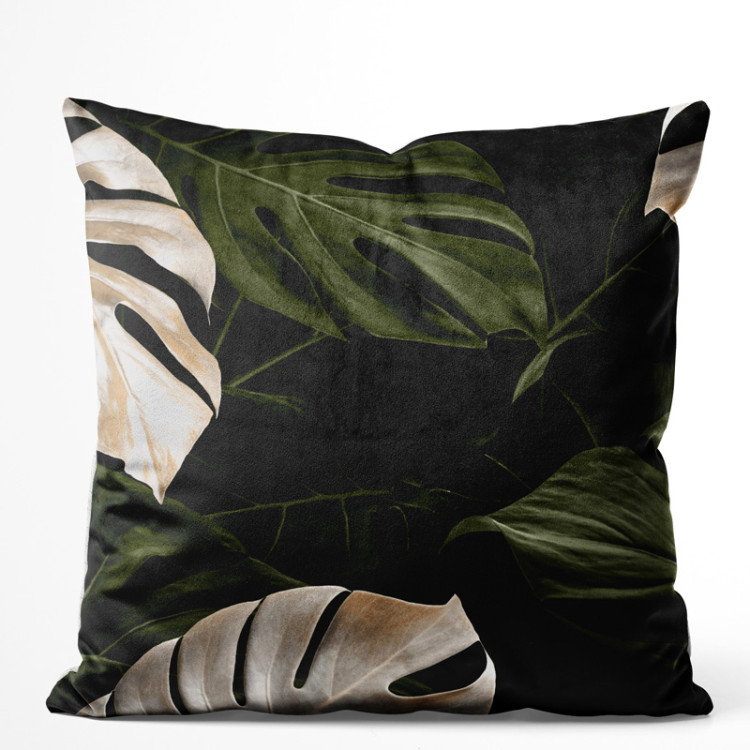 Decorative Velor Pillow Faces of the monstera - composition with rich detail of egoztic plants 147060
