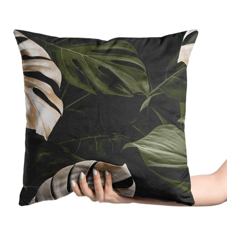 Decorative Velor Pillow Faces of the monstera - composition with rich detail of egoztic plants 147060 additionalImage 2
