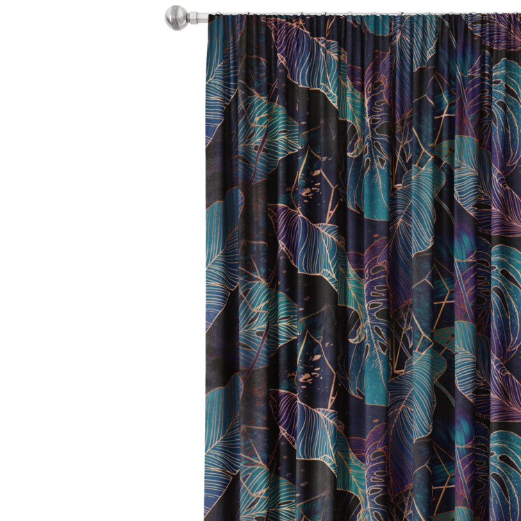 Decorative Curtain Botanical aurora - an exotic, golden composition of leaves and montera 147160 additionalImage 8