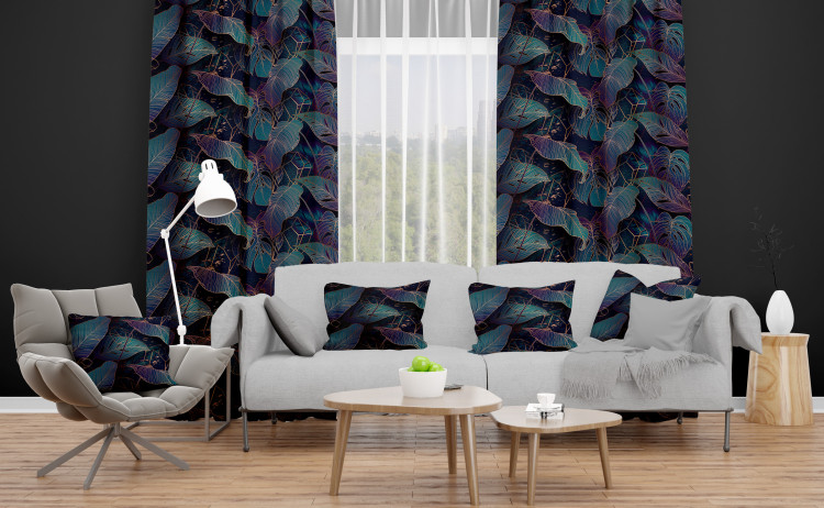Decorative Curtain Botanical aurora - an exotic, golden composition of leaves and montera 147160 additionalImage 3