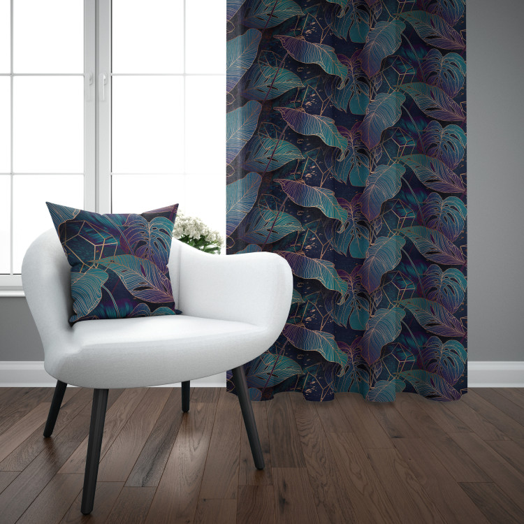 Decorative Curtain Botanical aurora - an exotic, golden composition of leaves and montera 147160 additionalImage 4