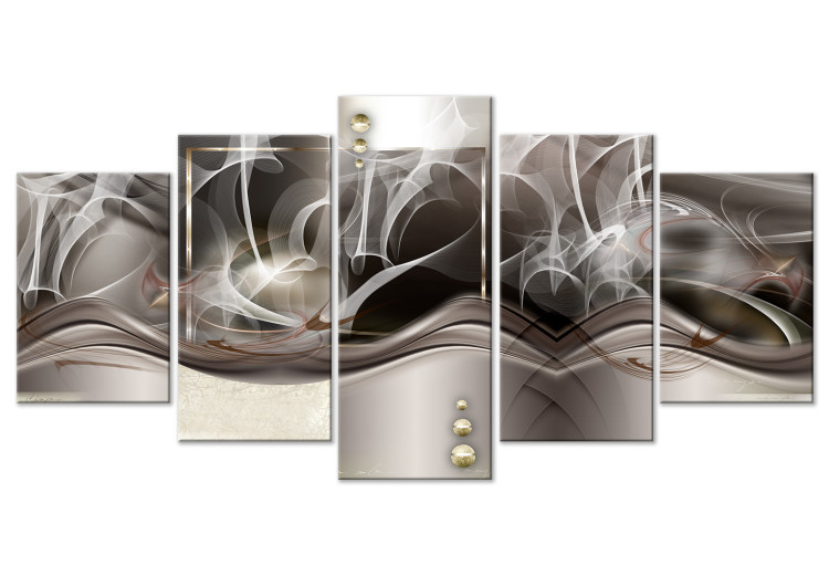 Canvas Peaceful Slumber (5-piece) Wide - modern silver abstraction 148960