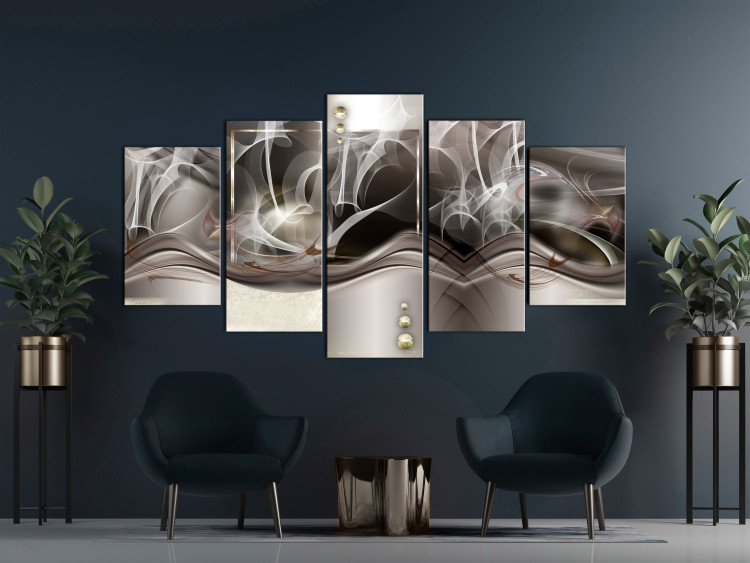 Canvas Peaceful Slumber (5-piece) Wide - modern silver abstraction 148960 additionalImage 3