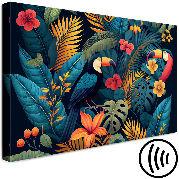 Canvas Art Print Exotic Birds - Toucans Among Colorful Vegetation in the Jungle 149860 additionalImage 6