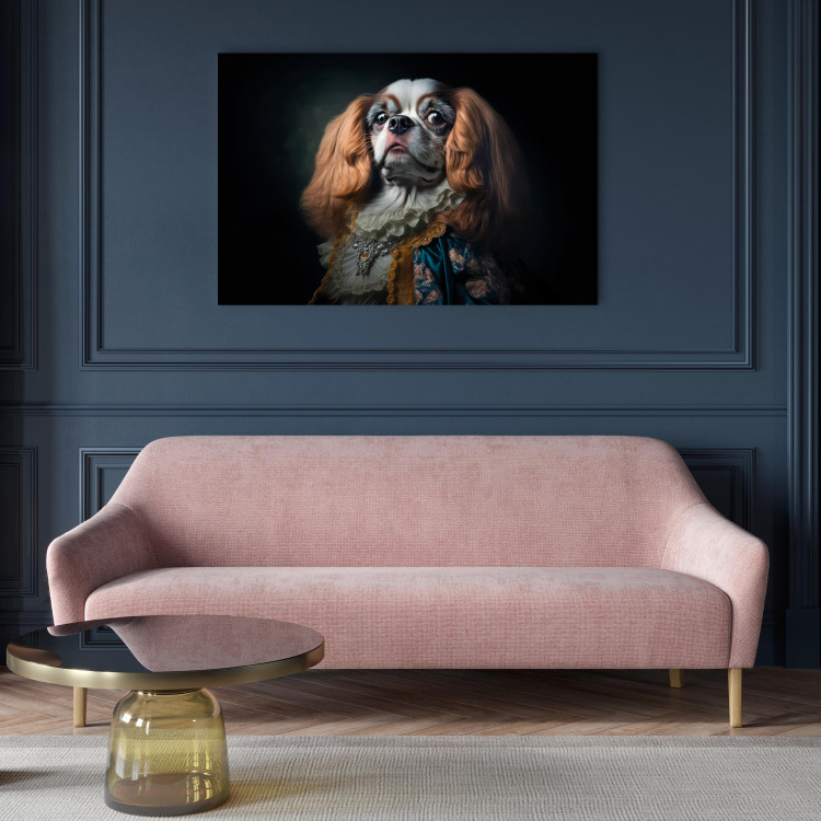 Canvas Art Print AI Dog King Charles Spaniel - Proud Aristocratic Animal Portrait - Horizontal 150160 additionalImage 5