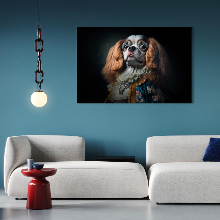 Canvas Art Print AI Dog King Charles Spaniel - Proud Aristocratic Animal Portrait - Horizontal 150160 additionalImage 3