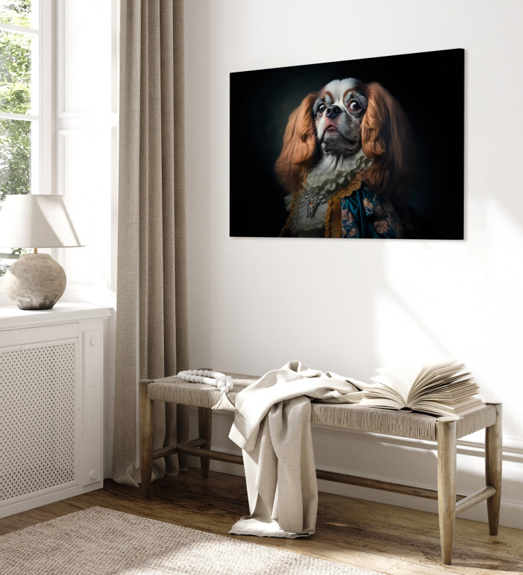 Canvas Art Print AI Dog King Charles Spaniel - Proud Aristocratic Animal Portrait - Horizontal 150160 additionalImage 4