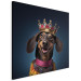 Canvas Art Print AI Dog Dachshund - Portrait of a Smiling Animal Wearing a Crown - Square 150260 additionalThumb 2