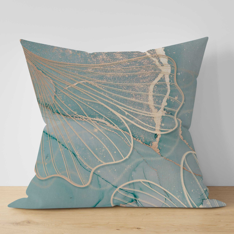 Decorative Microfiber Pillow Ginkgo Leaves - Composition With an Outline of Plants on a Marble Background 151360 additionalImage 4