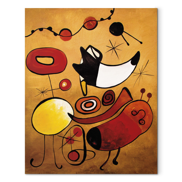 Canvas Miro Inspirations (1-piece) - colorful abstraction with gold patterns 47260