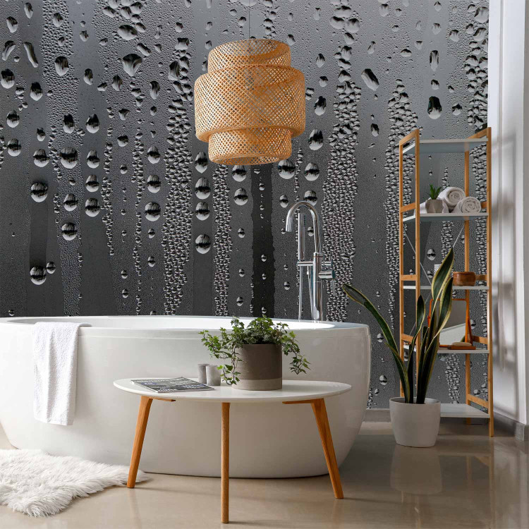 Wall Mural Rain - Gray motif of raindrops streaming on a fogged window 61060 additionalImage 8