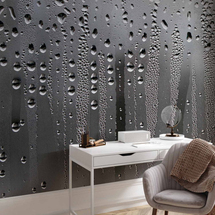 Wall Mural Rain - Gray motif of raindrops streaming on a fogged window 61060 additionalImage 4