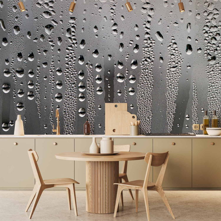 Wall Mural Rain - Gray motif of raindrops streaming on a fogged window 61060 additionalImage 6