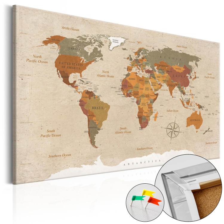 Decorative Pinboard Beige Chic [Cork Map] 92160