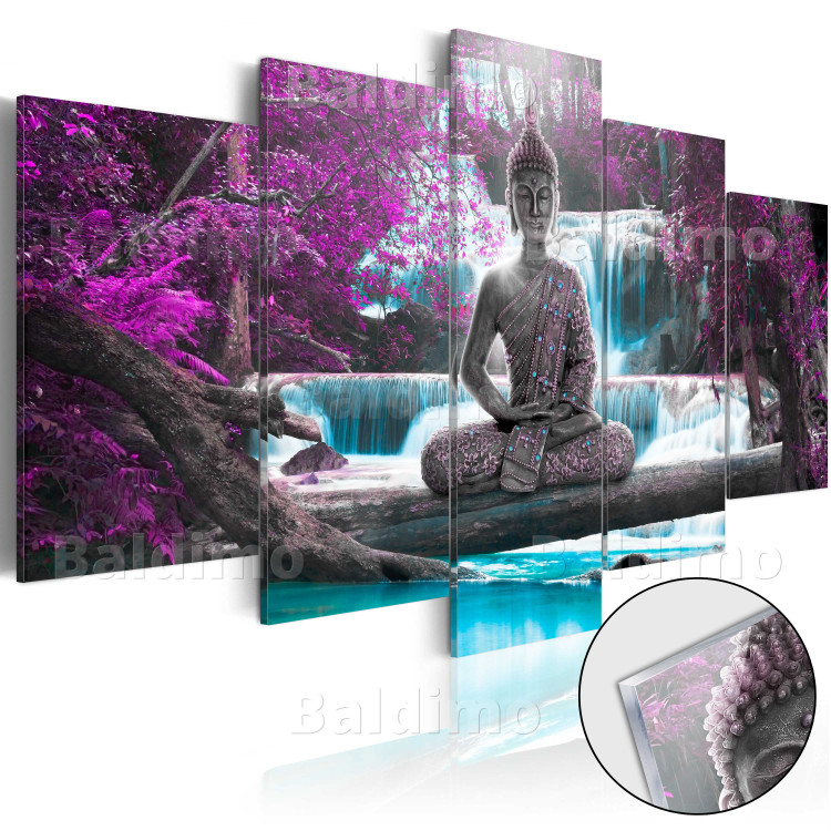 Acrylic print Waterfall and Buddha [Glass] 92560
