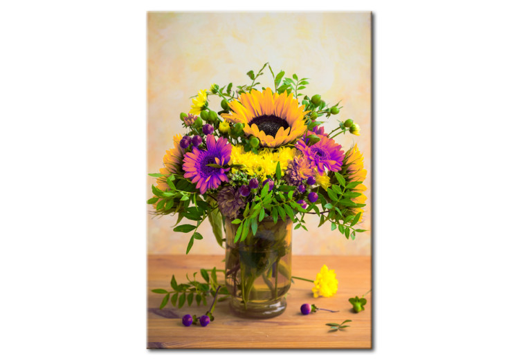 Canvas Floral Charm (1-piece) - Romantic Bouquet of Autumn Flowers 93060
