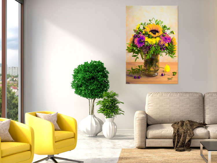 Canvas Floral Charm (1-piece) - Romantic Bouquet of Autumn Flowers 93060 additionalImage 3