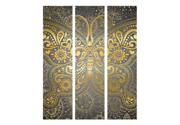 Folding Screen Golden Butterfly - golden butterfly-shaped ornament in oriental style 95460 additionalImage 3