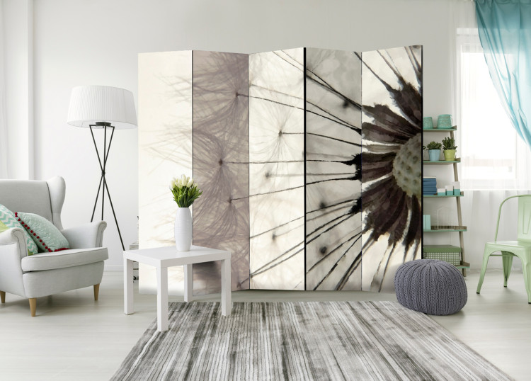 Room Divider Screen White Dandelion II - romantic flower in a bright artistic motif 95560 additionalImage 4