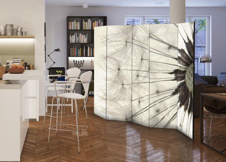 Room Divider Screen White Dandelion II - romantic flower in a bright artistic motif 95560 additionalImage 2