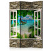 Room Separator Tropical Beach - window on a stone texture overlooking the sea 95960