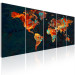 Canvas Art Print Painted Map (5-piece) - Colorful World Map with Paint Texture 105770 additionalThumb 2