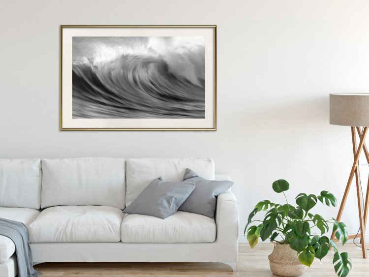 Wall Poster Surfer's Paradise - black and white landscape of a turbulent sea wave 115170 additionalImage 21