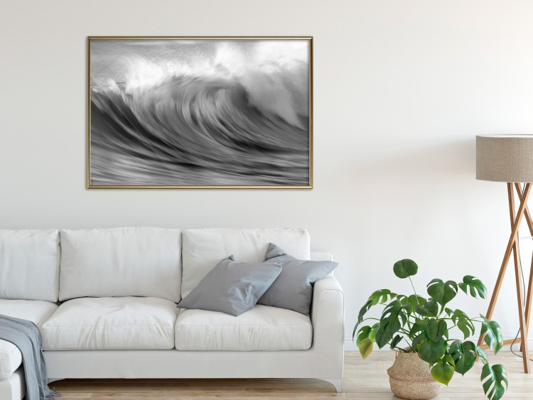 Wall Poster Surfer's Paradise - black and white landscape of a turbulent sea wave 115170 additionalImage 5
