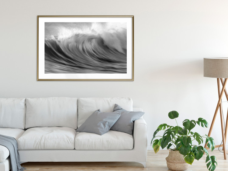 Wall Poster Surfer's Paradise - black and white landscape of a turbulent sea wave 115170 additionalImage 15