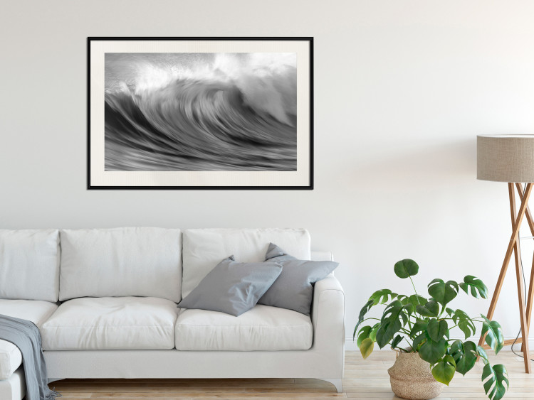 Wall Poster Surfer's Paradise - black and white landscape of a turbulent sea wave 115170 additionalImage 22