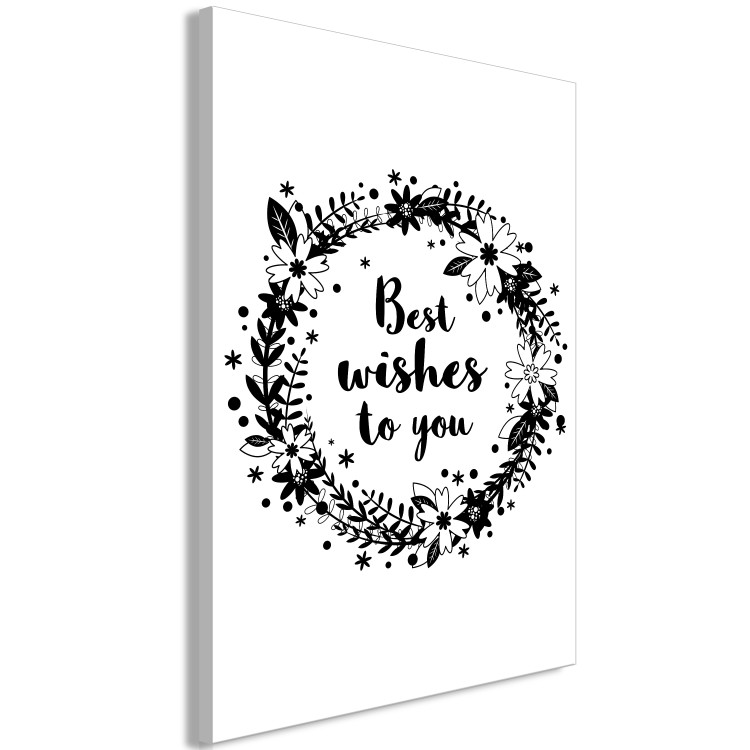 Canvas Art Print Power of Wishes (1-part) - English Texts with Floral Motif 116370 additionalImage 2
