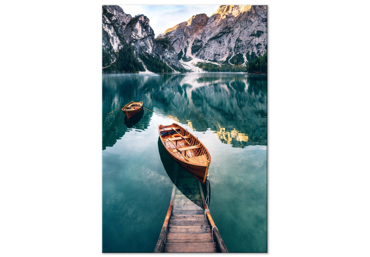 Canvas Boats In Dolomites (1 Part) Vertical 116670