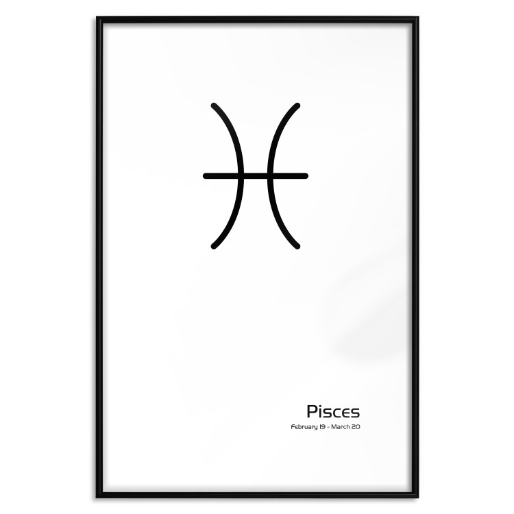 Wall Poster Pisces - simple black and white composition with zodiac sign and text 117070 additionalImage 15