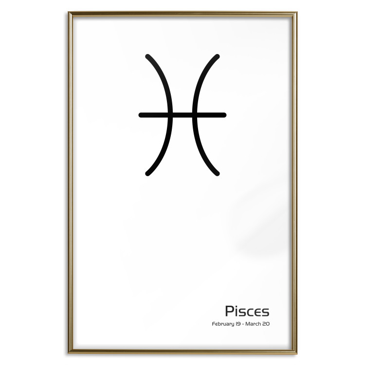 Wall Poster Pisces - simple black and white composition with zodiac sign and text 117070 additionalImage 16
