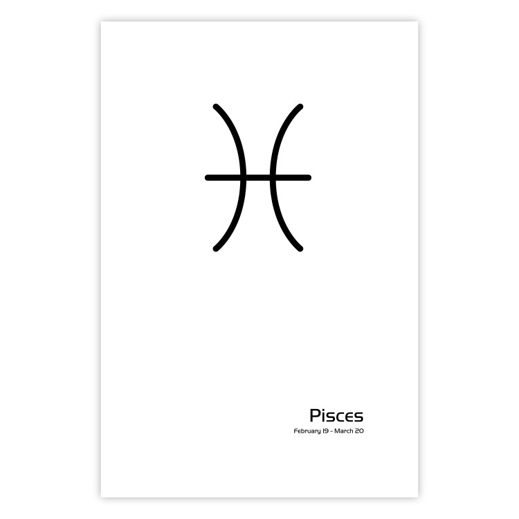 Wall Poster Pisces - simple black and white composition with zodiac sign and text 117070 additionalImage 19