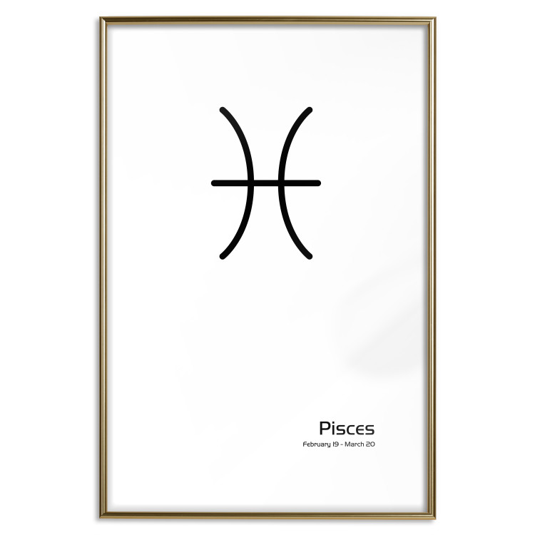 Wall Poster Pisces - simple black and white composition with zodiac sign and text 117070 additionalImage 14