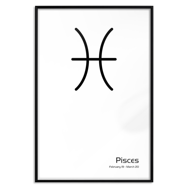 Wall Poster Pisces - simple black and white composition with zodiac sign and text 117070 additionalImage 18