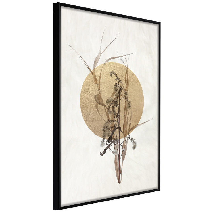 Poster Field Bouquet - beige Japanese-style composition with a circle and plant 117570 additionalImage 10