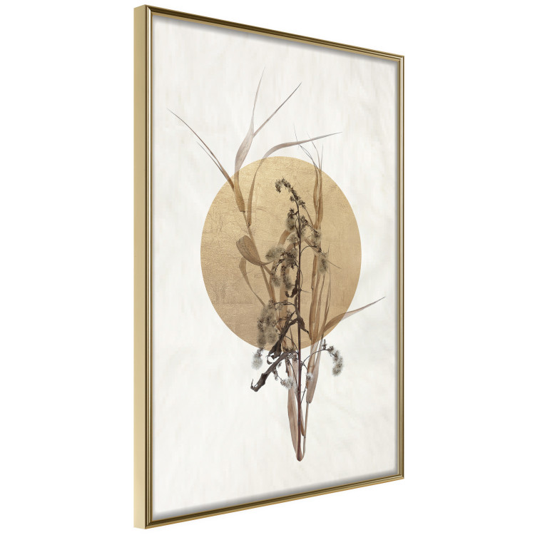 Poster Field Bouquet - beige Japanese-style composition with a circle and plant 117570 additionalImage 14