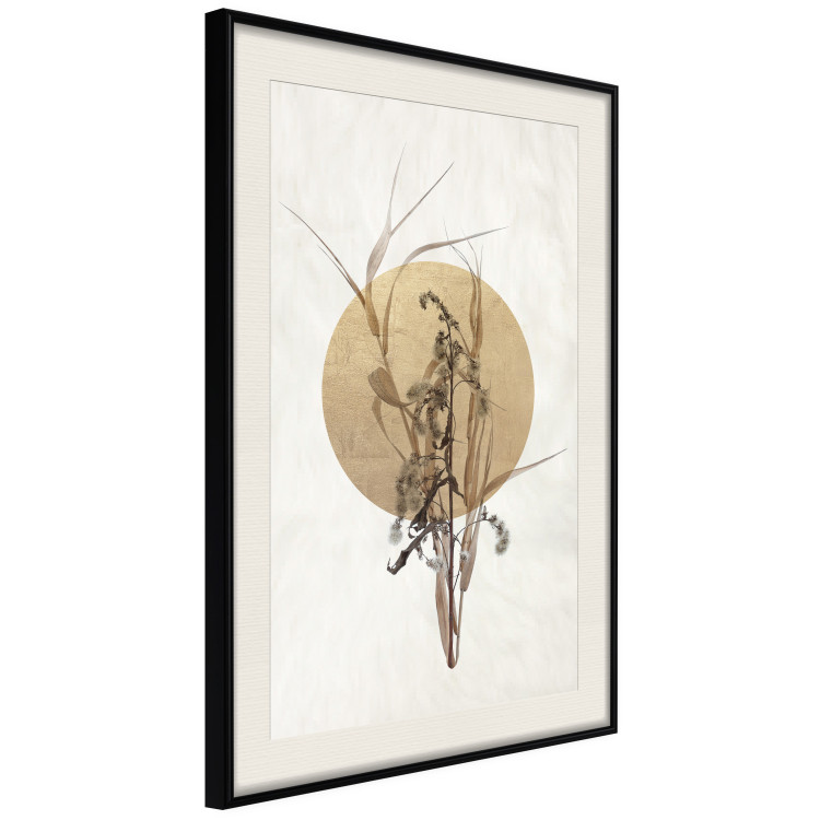 Poster Field Bouquet - beige Japanese-style composition with a circle and plant 117570 additionalImage 3