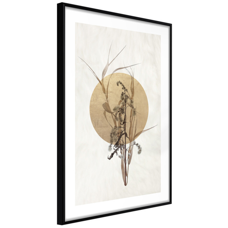 Poster Field Bouquet - beige Japanese-style composition with a circle and plant 117570 additionalImage 13