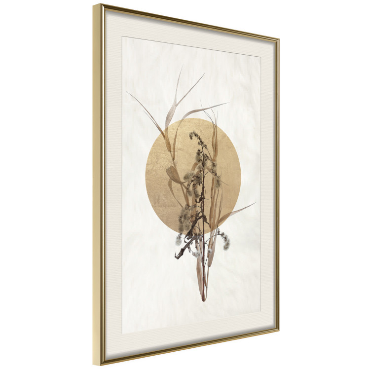 Poster Field Bouquet - beige Japanese-style composition with a circle and plant 117570 additionalImage 2