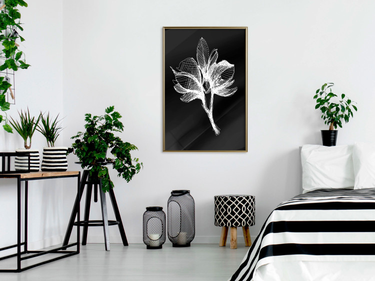 Wall Poster Night Flower - black and white composition with a delicate plant motif 119270 additionalImage 10